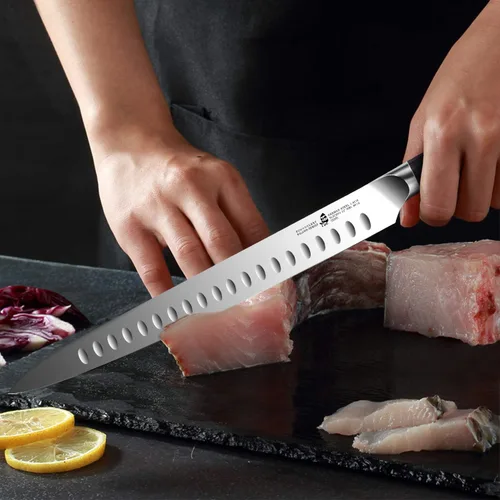 Miniatura 2 de TUO Cuchillo de pechuga de pavo, cuchillo de rebanar de 12 pulgadas, acero alemán 1.4116 de alto carbono, mango ergonómico de madera de Pakka