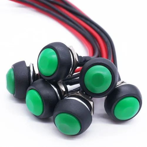 Miniatura 8 de Twidec/6 piezas de interruptores de botón momentáneo SPST AC250V/3A AC125V/6A mini apagado(encendido) en negro + rojo con cables presoldados Negro