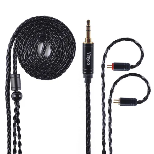 Miniatura 7 de H HIFIHEAR Cable de repuesto mejorado para auriculares, 8 núcleos, cable de cobre chapado en plata con cable IEM de 2 pines de 0.031 in para UM3X