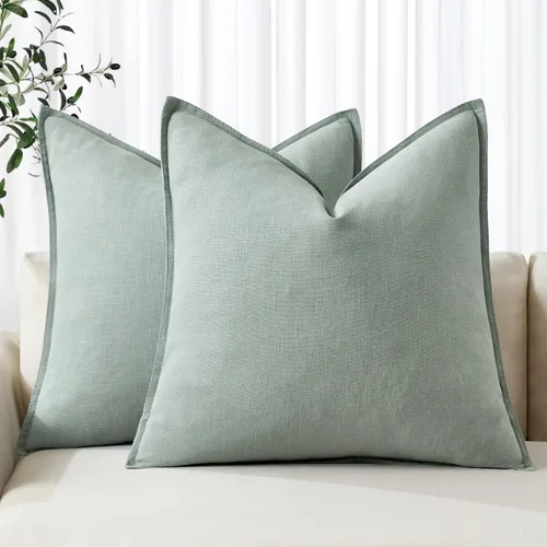 Miniatura 15 de MIULEE - Juego de 2 fundas de almohada decorativas de lino, estilo bohemio, rústico, neutral, para sofá, cama, 16 x 16 pulgadas, color marrón