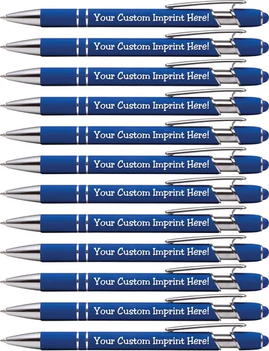 Miniatura 11 de ExpressDesigns™ - Bolígrafos personalizados premium con lápiz óptico Ráfaga de color Bolígrafos personalizados con nombre impreso de metal suave
