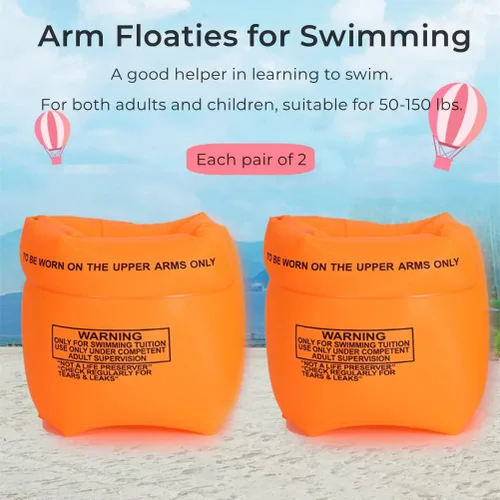 Miniatura 5 de Paquete de 2 a 4 flotadores de brazo para niños y adultos, flotadores de piscina, anillo de natación inflable, mangas flotantes de PVC para niños 1