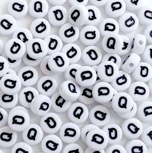 Miniatura 28 de 100 cuentas de letra, cuentas redondas blancas acrílicas del alfabeto de 0.157 x 0.276 pulgadas (0.157 x 0.276 in), cuentas vocales de letra A