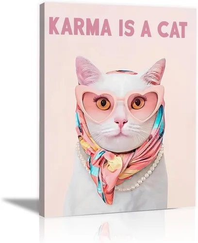 Miniatura 9 de BFKDKG Taylor - Póster de pared en lienzo, arte de pared de Karma Is A Cat, póster de letras para dormitorio, decoración de pared de habitación
