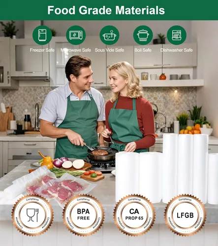 Miniatura 2 de Bolsas selladoras al vacío para alimentos, bolsas selladoras al vacío resistentes sin BPA en rollos de 8 pulgadas, 50 pies, paquete de 2, ideal