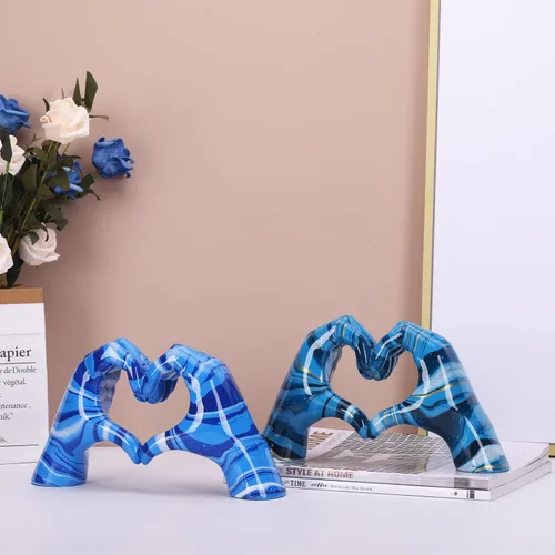 Miniatura 4 de DOVDOV Decoración de corazón de mano, estatua de mano de corazón, escultura de dedo de amor, decoración de boda, adecuada para estantería, mesa