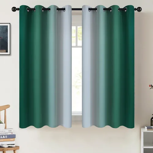 Miniatura 197 de COSVIYA Cortinas 100% Opacas Azul Degradado con Lazos Ajustables para Cocina Aislamiento Térmico Oscurecimiento de Habitación Cenefa con Bolsillo