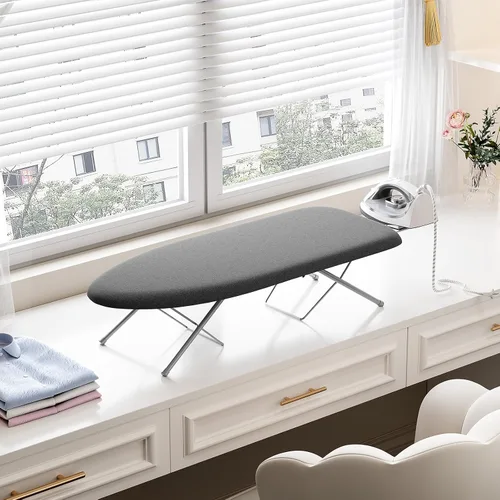 Miniatura 8 de KINGBOARD Tabla de planchar de mesa, tabla de planchar pequeña con soporte para planchar, tabla de planchar plegable, cubierta extragruesa, tabla