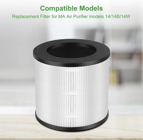 Miniatura 3 de Paquete de 2 filtros de repuesto modelo 14 para modelos MA Air Puri-Fier 14/14B/14W, 3 en 1 contiene prefiltro y carbón activado Fi-lterr