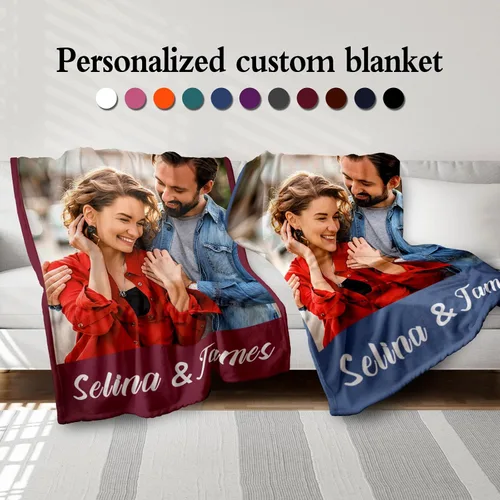 Miniatura 2 de Manta personalizada con fotos, texto, regalos personalizados para parejas, mantas con fotos con mis propias fotos, mantas con fotos personalizadas 1