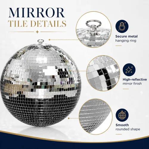 Miniatura 3 de Youdepot Bola de Discoteca Grande de 16 Pulgadas – Bola de Espejo Colgante Grande Decoración de Bola de Discoteca para Decoraciones de Fiestas