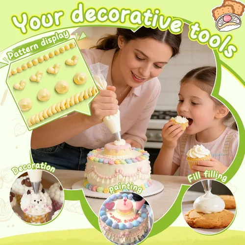 Miniatura 7 de Hendiy - Juego de 5 puntas redondas grandes, acero inoxidable Decoración profesional de la torta, punta de glaseado, para las galletas