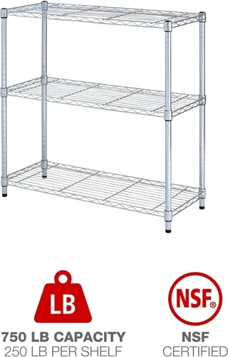 Miniatura 4 de Alera ALE - Estantería de alambre residencial, tres estantes, 36 pulgadas de ancho x 14 pulgadas de profundidad x 36 horas, color plateado