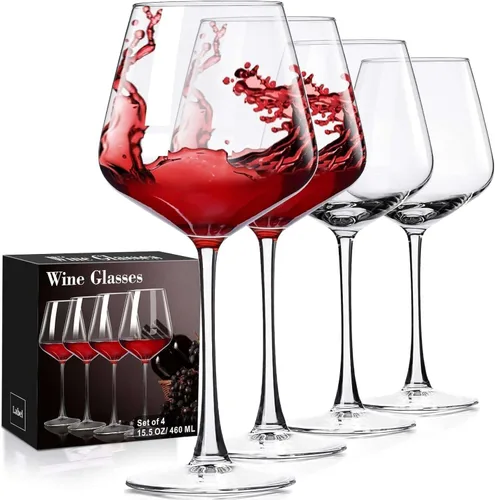 PARACITY Copas de vino, regalo de Navidad, vidrio transparente, copa de vino de tallo largo para vino tinto y blanco, 10 onzas (juego de 2) (4, 16,