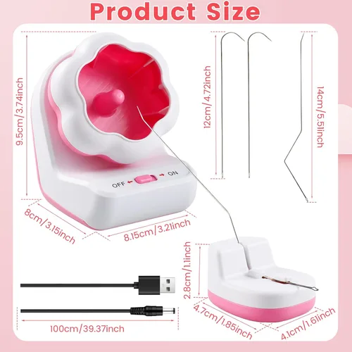Miniatura 3 de Spinner eléctrico de cuentas de arcilla con base, Spinner de cuentas de arcilla para hacer pulseras con 2 agujas, máquina giratoria de cuentas