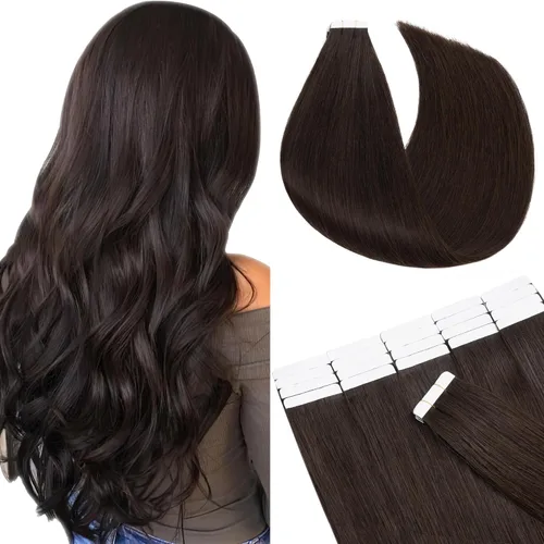 Miniatura 31 de Extensiones de cabello Sego, cabello humano estilo remy, con cinta adhesiva, lacio, cinta adhesiva de entramado tipo piel, sin costuras, invisible