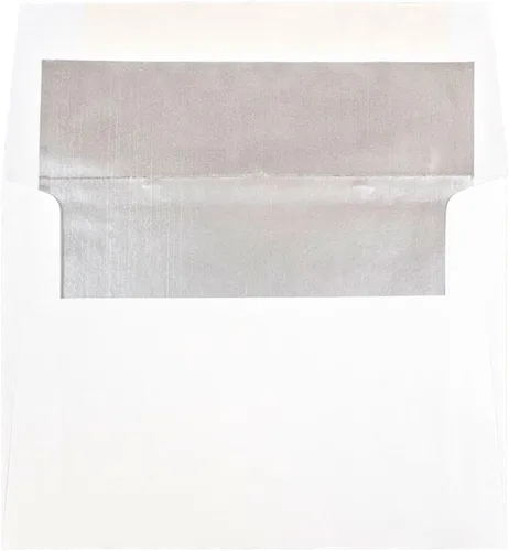 Miniatura 15 de JAM PAPER Sobres de invitación forrados de papel de aluminio de 3 7/8 x 8 1/8, color blanco con lámina dorada, paquete de 50 unidades Papel dorado