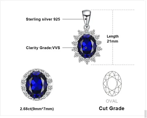 Miniatura 2 de JewelryPalace Princess Diana Kate Middleton Natural Amethyst Citrine Garnet Peridot Topaz Created Ruby Sapphire Simulated Emerald Pendant Necklace