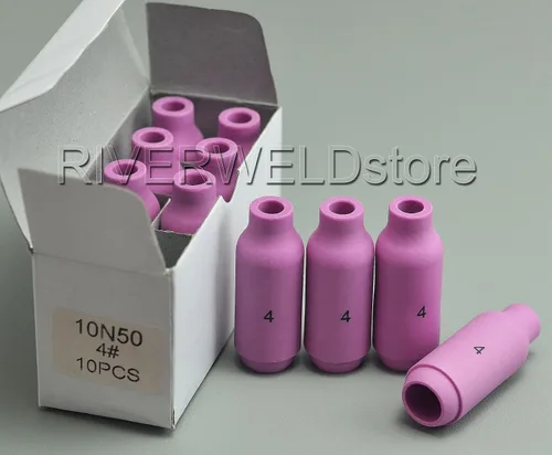 Miniatura 2 de RIVERWELD Boquillas de alúmina TIG de cerámica 10N50 4# 1/4 "0.256 in Orificio para QQ300 PTA DB SR WP 17 18 26 TIG Antorcha de soldadura Paquete