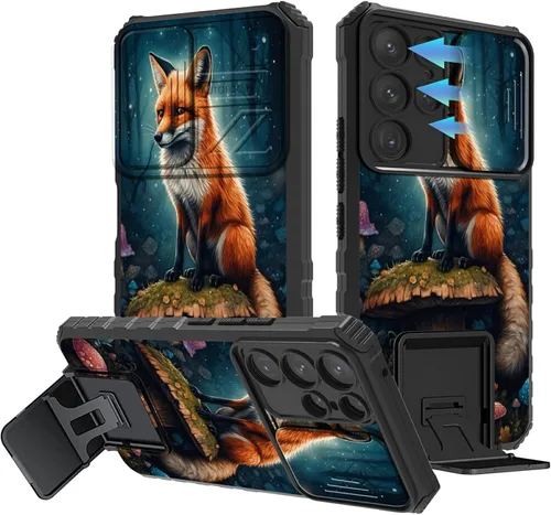 Miniatura 8 de Funda para Samsung Galaxy S22 Ultra 5G, Galaxy S22 Ultra con cubierta de cámara deslizante, funda resistente de doble capa con función atril Black