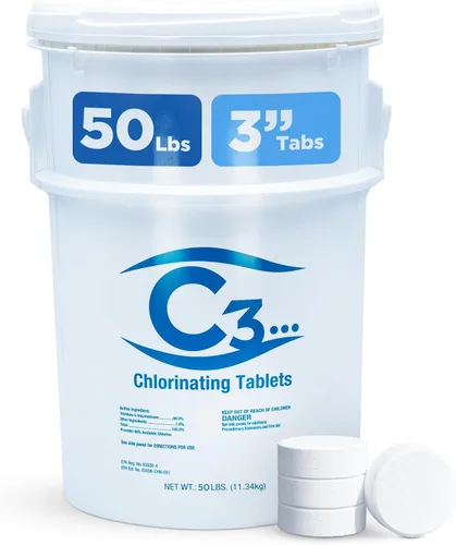 Miniatura 12 de C3 Pestañas de cloro estabilizadas de 3 pulgadas para piscinas Fácil de usar para piscinas sobre el suelo o enterradas Tabletas de cloro