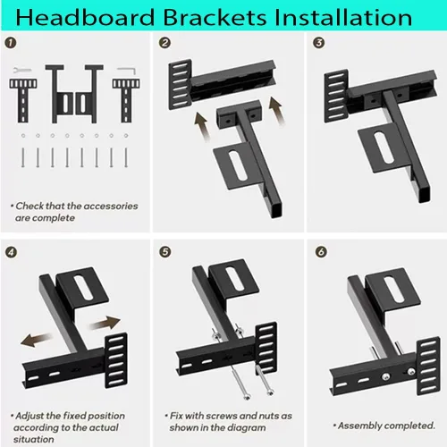 Miniatura 3 de Soportes de cabecera ajustables para marco de cama de metal, soportes universales para cabecero con kit de extensión de estribo para cama