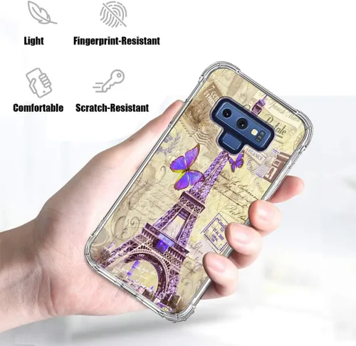 Miniatura 2 de Bcov Funda para Galaxy Note 9, París Torre Eiffel Postal Protección contra Caídas Carcasa a prueba de golpes TPU Cuerpo Completo Funda Protectora