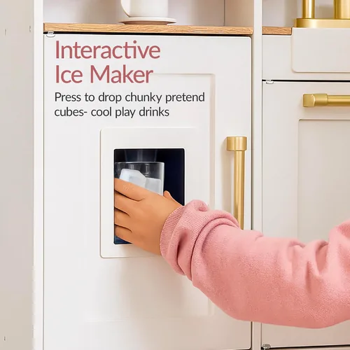 Miniatura 7 de Best Choice Products Cocina de juego de simulación para niños, juego interactivo de madera para niños pequeños con máquina de espresso, Blanco