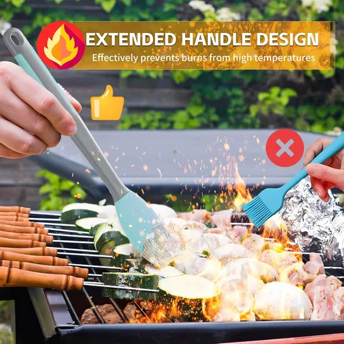 Miniatura 2 de Cepillo y espátula de silicona para untar – Extra largo, resistente al calor, para hornear, raspar, mezclar, barbacoa, parrilla, cocina, cocina
