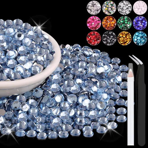 Miniatura 33 de 12000 diamantes de imitación de resina de 0.079 pulgadas a granel para manualidades (transparente), cristales deslumbrantes con parte trasera plana