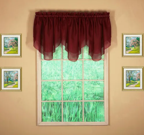 Miniatura 9 de Today's Curtain Emelia Original Voile Ascot 25 pulgadas, Borgoña, 40 pulgadas de ancho x 25 pulgadas de largo