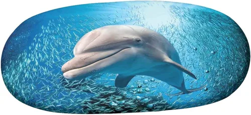 Miniatura 3 de XISUNYA Mantel ajustable ovalado, decoración de animales marinos, funda de poliéster elástico, un mantel ajustable con estampado de delfín nariz