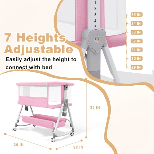 Miniatura 3 de Moisés para bebé, moisés de cabecera 3 en 1 para bebé con juguetes colgantes, moisés plegable portátil para bebé, cuna de cabecera de malla de 4