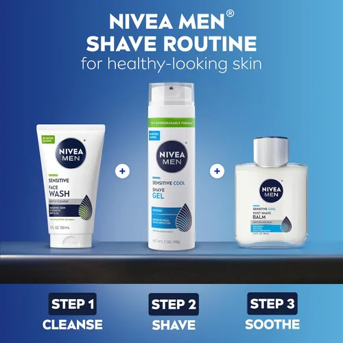 Miniatura 9 de NIVEA MEN Gel de afeitado sensible y fresco para pieles sensibles, gel de afeitar sin alcohol con extracto de manzanilla, lata de 7 onzas, paquete