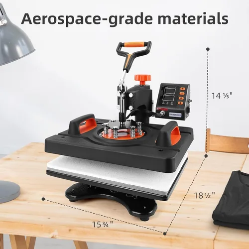 Miniatura 8 de Máquina de prensa de calor de 12 x 15 pulgadas, máquina de prensado digital de camisetas con giro de 360°, 11 en 1, combo de sublimación