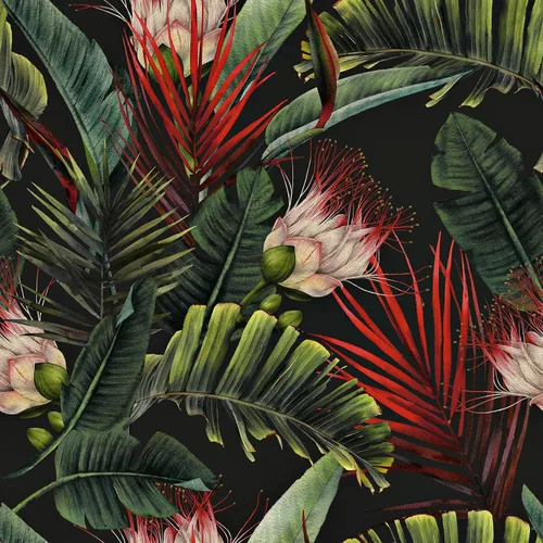 Papel tapiz tropical oscuro para despegar y pegar, papel de contacto vintage de hoja de plátano, papel tapiz de selva mojado, papel tapiz de hojas