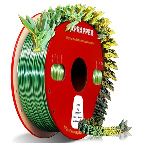 Miniatura 28 de RepRapper Filamento de ácido poliláctico (PLA), paquete de muestra de purpurina multicolor, brillante Galaxy Silk PLA0.069 pulgadas para impresora