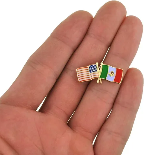 Miniatura 28 de PinMart Pin de solapa esmaltado con bandera de la amistad cruzada de Estados Unidos y el mundo