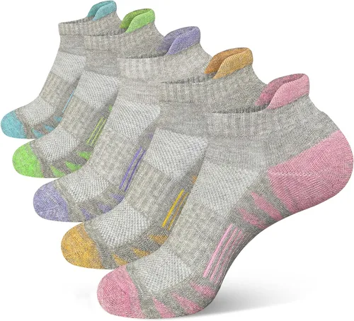 Womens Ankle Anti-blister Thick Cushioned Wicking Odor Resist Athletic Running Socks 5 Pairs