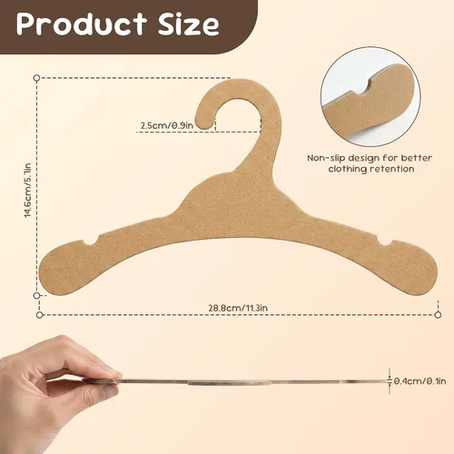 Miniatura 7 de Perchas de cartón, perchas de cartón respetuosas con el medio ambiente, 32 piezas de perchas para bebés, duraderas, perchas de madera para bebés