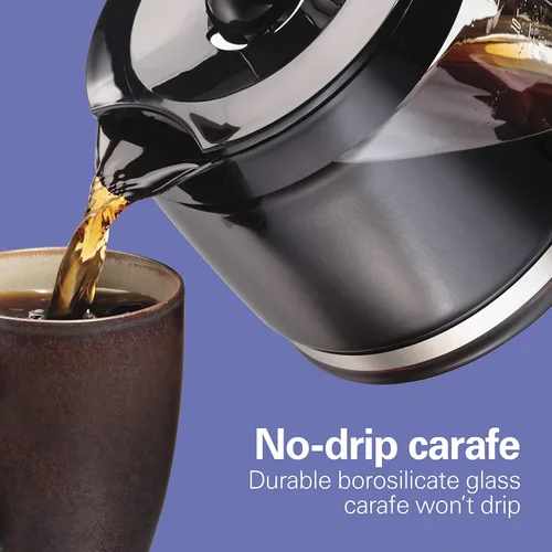 Miniatura 3 de Hamiton Beach - Cafetera de goteo programable compacta de 12 tazas con jarra de vidrio de burosilicato sin goteo, apagado automático de 2 horas