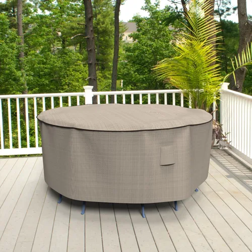 Miniatura 7 de Budge P5A08PM1 - Mesa redonda de jardín inglés y sillas para patio, cubierta combinada resistente e impermeable, pequeña, de dos tonos marrón