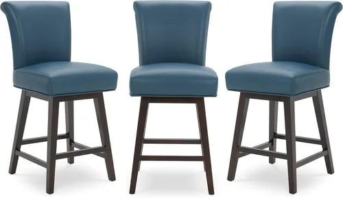 Miniatura 42 de CHITA Taburete giratorio de 26 pulgadas con altura de mostrador, taburete de bar tapizado moderno con respaldo certificado FSC de cuero sintético