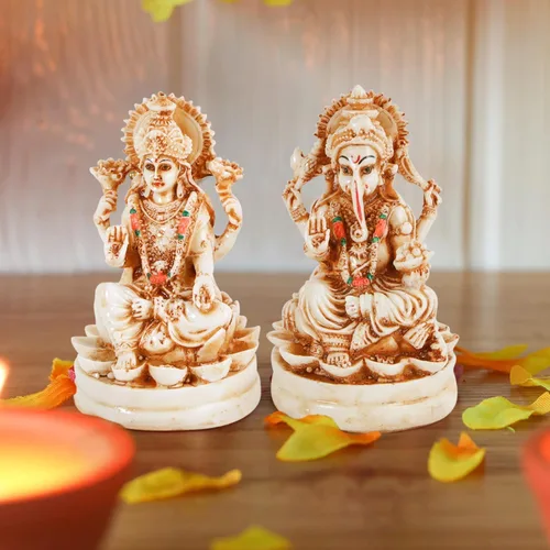 TIED RIBBONS Ganesh Idol para el hogar de resina de 4.4 pulgadas | Ganesh Murti para mandir del hogar, decoración de Pooja | Ganpati Murti para