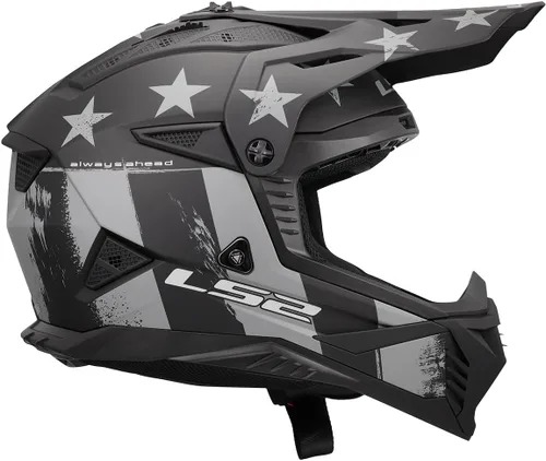 Miniatura 6 de LS2 Helmets Gate II - Casco integral para motocicleta MX Matte Battle Scar Tonal Gris/Negro