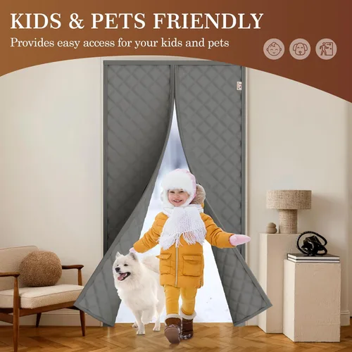 Miniatura 8 de Yotache Cortina Magnética con Aislamiento Térmico para Puertas de 60 x 80 pulgadas, Tamaño de la Cortina de 62" x 82" Material Oxford Resistente a