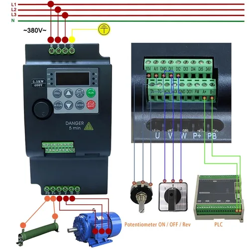 Miniatura 4 de 380V o 220V VFD Variable Frecuencia Drive Vector Control Convertidor Convertidor 0.75/1.5/2.2/3.7/4/5.5 KW Controlador de velocidad del motor 2.2KW