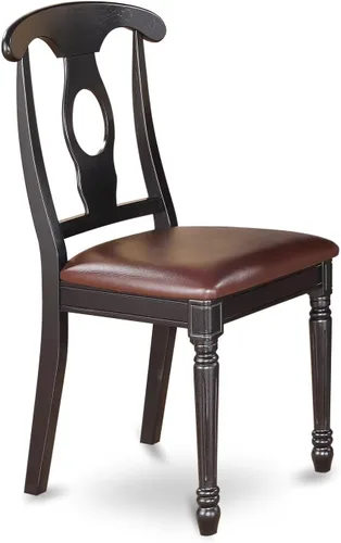 Miniatura 5 de East West Furniture El juego de habitación ANKE3-BLK-LC de 3 piezas contiene una mesa de cocina redonda con pedestal y 2 sillas de comedor tapizadas