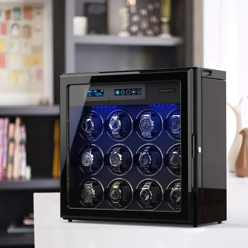 Miniatura 5 de 12 bobinadores de relojes automáticos con 6 espacios de almacenamiento, almohadas de reloj ajustables, caja de bobinadora de reloj en carcasa