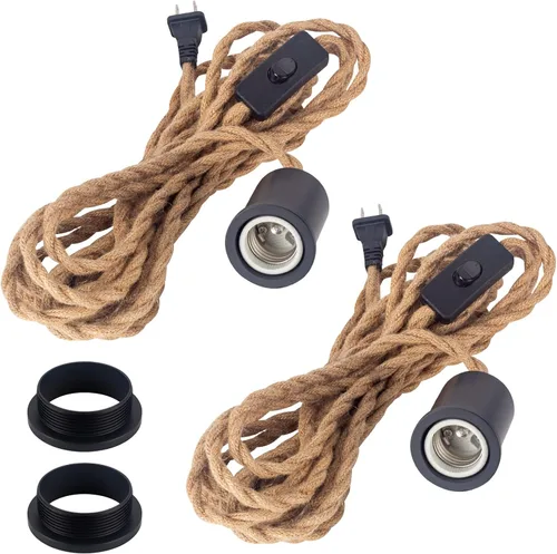 Miniatura 8 de Lámpara colgante con cable de enchufe, lámpara colgante con enchufe, enchufe de tela verde azulado, cubierta con interruptor, cables de iluminación